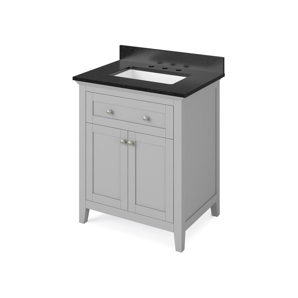 Jeffrey Alexander 30" Chatham Single Bowl Vanity - Grey Cabinet with Black Granite Top