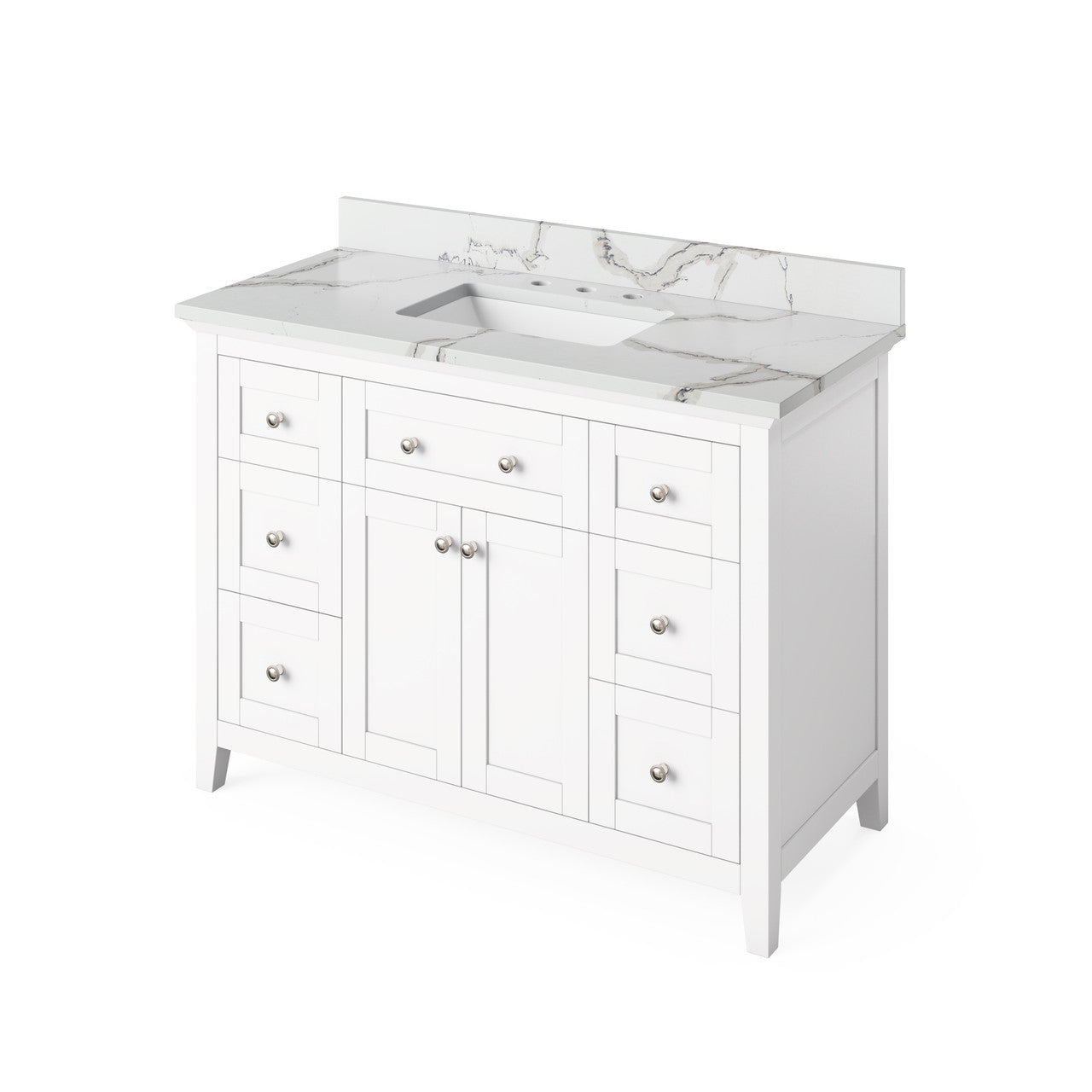 Jeffrey Alexander 48" Chatham Single Bowl Vanity - White Cabinet with Calacatta Vienna Quartz Top