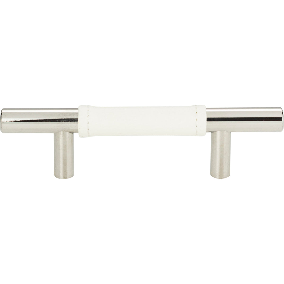Atlas 280-WT-CH: 3" cc Zanzibar Cabinet Pull - White Leather/Polished Chrome