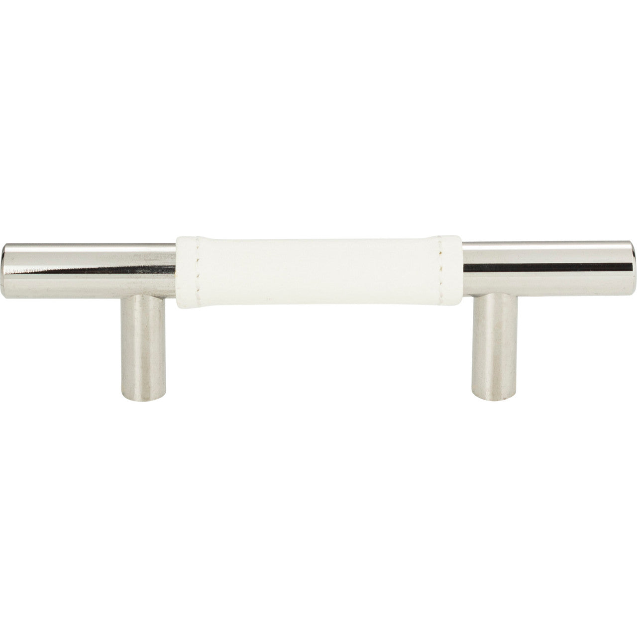 Atlas 280-WT-CH: 3" cc Zanzibar Cabinet Pull - White Leather/Polished Chrome