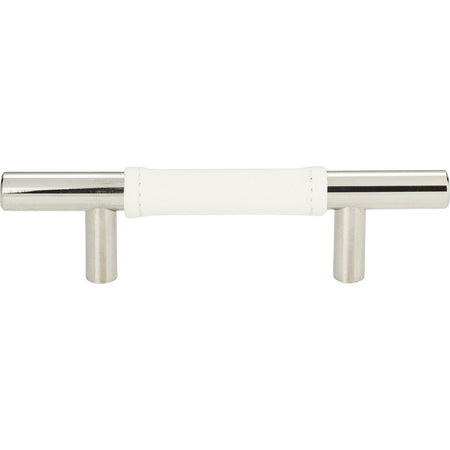 Atlas 280-WT-CH: 3" cc Zanzibar Cabinet Pull - White Leather/Polished Chrome