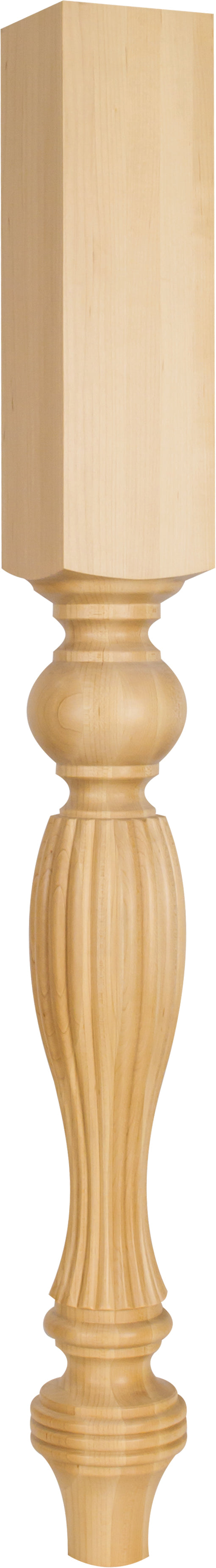 Hardware Resources P4MP: 3-3/4" x 3-3/4" x 35-1/2" Tapered Fluted Leg - Hard Maple