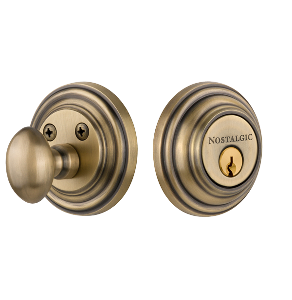 Nostalgic 702272: Single Cylinder Deadbolt Keyed Differently Classic - Antique Brass