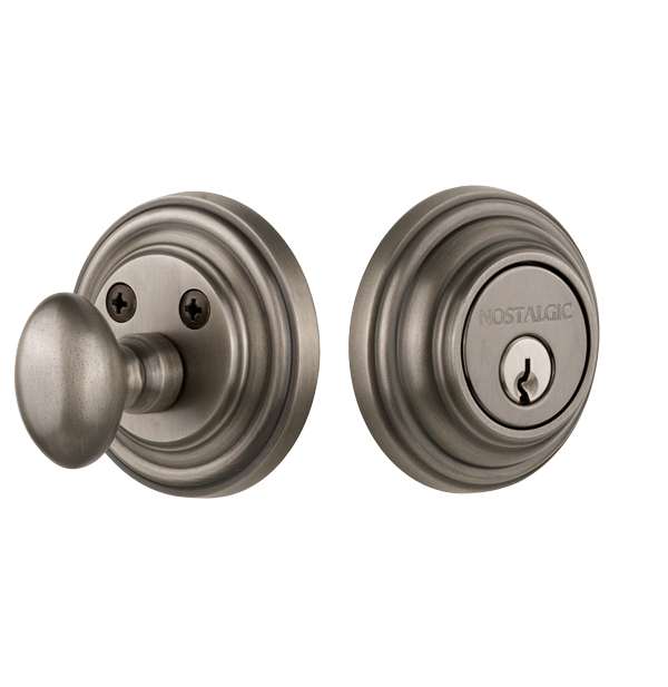 Nostalgic 702274: Single Cylinder Deadbolt Keyed Differently Classic - Antique Pewter
