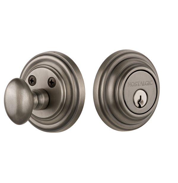 Nostalgic 702275: Single Cylinder Deadbolt Keyed Alike Classic - Antique Pewter