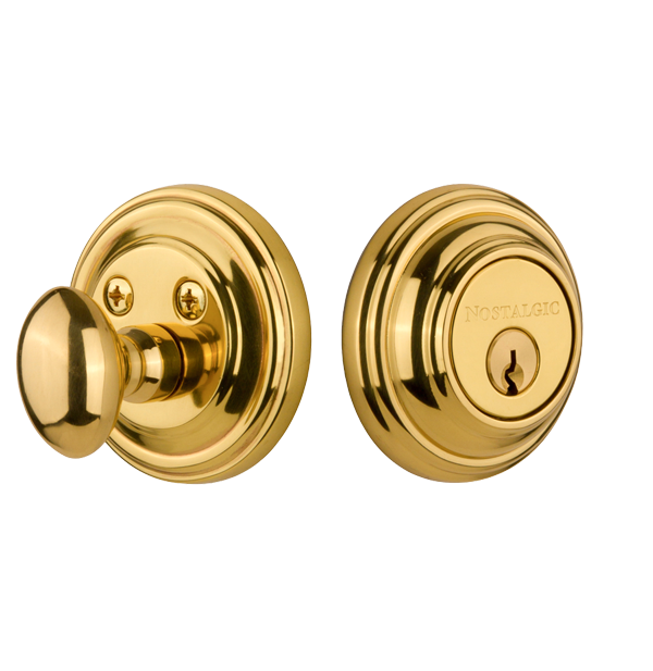 Nostalgic 702348: Single Cylinder Deadbolt Keyed Alike Classic - Unlacquered Brass