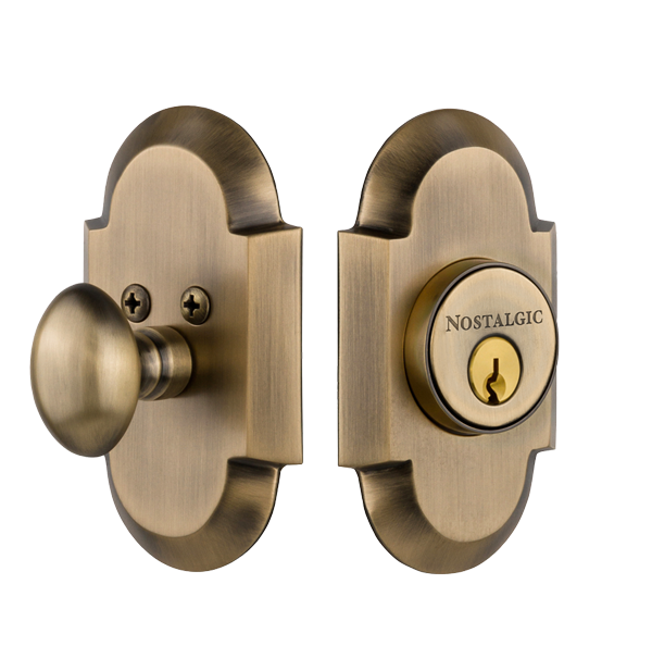 Nostalgic 713190: Single Cylinder Deadbolt Keyed Alike Cottage - Antique Brass