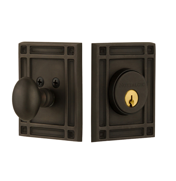 Nostalgic 715139: Single Cylinder Deadbolt Keyed Alike Mission - Oil Rubbed Bronze