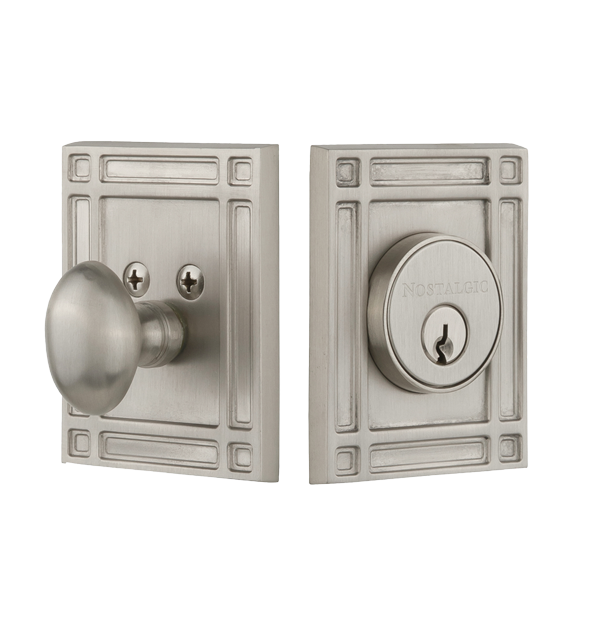 Nostalgic 715140: Single Cylinder Deadbolt Keyed Differently Mission - Satin Nickel