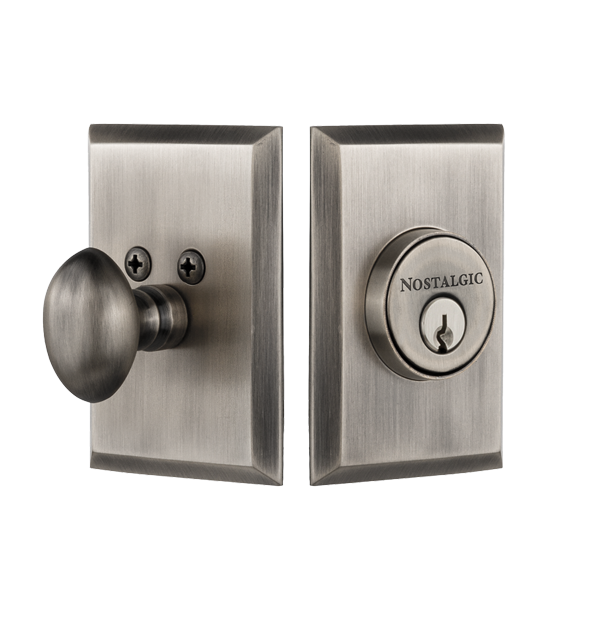 Nostalgic 733266: Single Cylinder Deadbolt Keyed Different New York - Antique Pewter