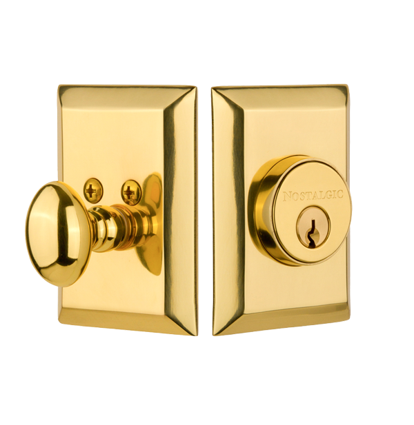Nostalgic 715122: Single Cylinder Deadbolt Key Different New York - Unlacquered Brass