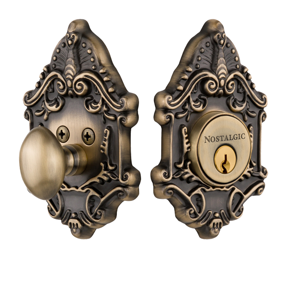 Nostalgic 726055: Single Cylinder Deadbolt Keyed Alike Victorian - Antique Brass
