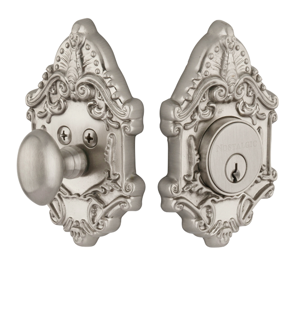 Nostalgic 726002: Single Cylinder Deadbolt Keyed Differently Victorian - Satin Nickel