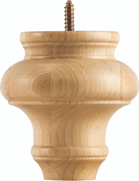Hardware Resources BF4-MP: 4" x 4" Turned Transitional Bun Foot - Maple