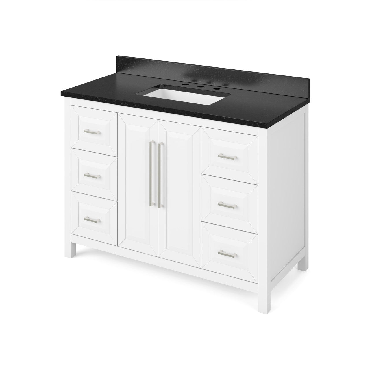 Jeffrey Alexander 48" Cade Single Bowl Vanity - White Cabinet with Black Granite Top