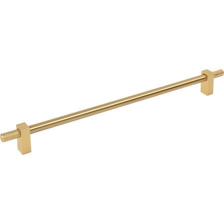 Jeffrey Alexander 698-305BG: 305mm cc Larkin Knurled Ends Bar Cabinet Pull - Brushed Gold