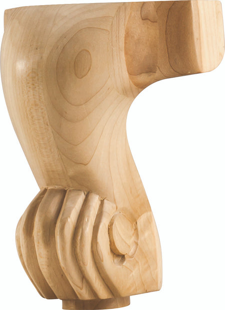 Hardware Resources WLFC60RW: 4-3/4" x 4-1/2" x 6" Center French Cabriole Leg - Rubberwood