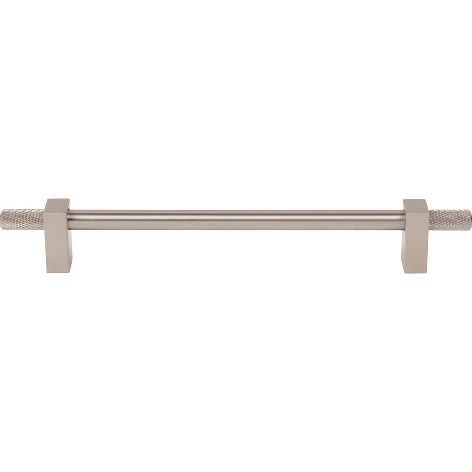Jeffrey Alexander 698-192SN: 192mm cc Larkin Knurled Ends Bar Cabinet Pull - Satin Nickel