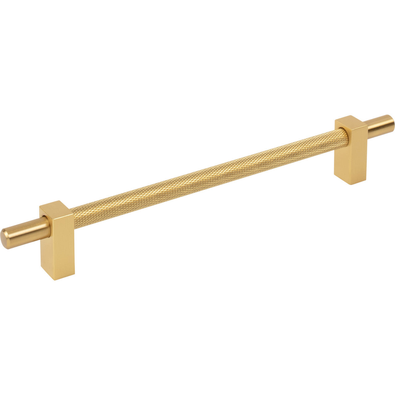 Jeffrey Alexander 598-192BG: 192mm cc Larkin Knurled Center Bar Cabinet Pull - Brushed Gold