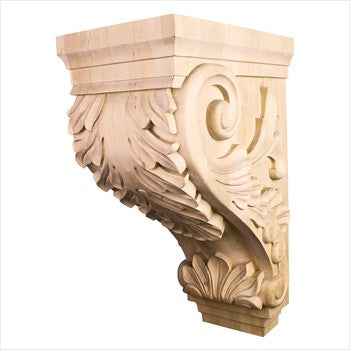 Hardware Resources CORBB-24WB: 9-1/2" x 16" x 24" Acanthus Corbel - White Birch