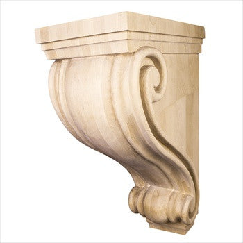 Hardware Resources CORC-24WB: 9-1/2" x 16" x 24" Scrolled Corbel - White Birch