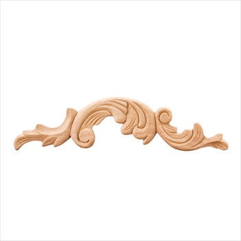 Hardware Resources PAPL-10-LRW: 12-1/4" x 5/16" x 3" Acanthus Applique (left) - Rubberwood
