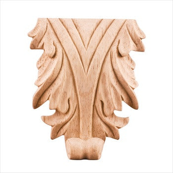 Hardware Resources PAPL-13RW: 3-5/8" x 5/16" x 4-1/4" Acanthus Applique - Rubberwood