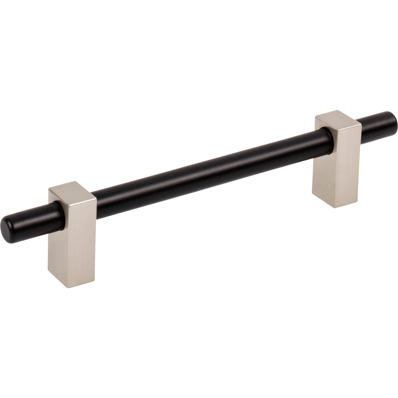 Jeffrey Alexander 478-128MBSN: 128mm cc Larkin Bar Cabinet Pull - Satin Nickel/Matte Black