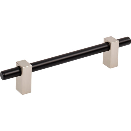 Jeffrey Alexander 478-128MBSN: 128mm cc Larkin Bar Cabinet Pull - Satin Nickel/Matte Black