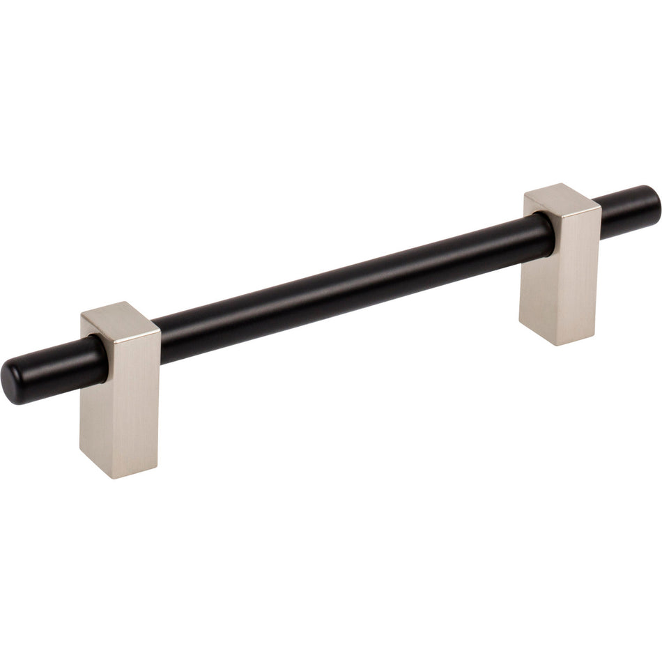 Jeffrey Alexander 478-128MBSN: 128mm cc Larkin Bar Cabinet Pull - Satin Nickel/Matte Black