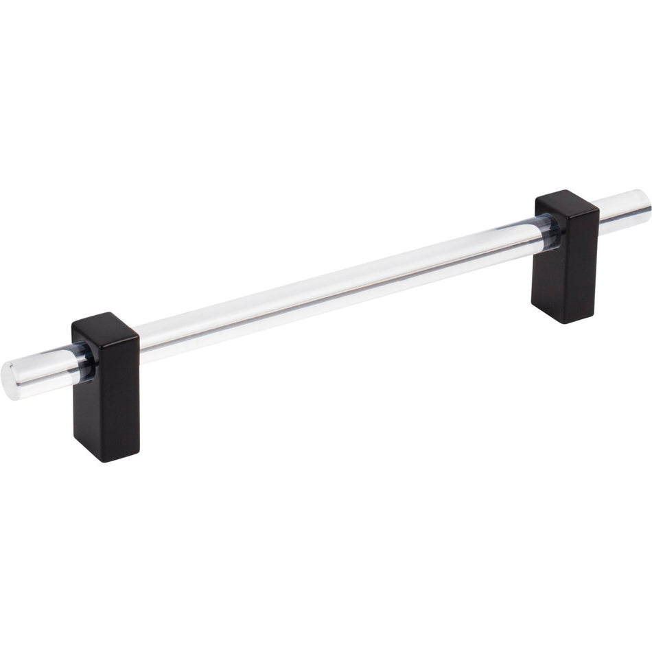 Jeffrey Alexander 578-160MB: 160mm cc Spencer Bar Cabinet Pull - Matte Black/Clear Acrylic