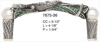 Edgar Berebi 7675/36: 3-1/2" cc Bali Cabinet Pull - Swarovski Crystal/Burnished Silver Plate