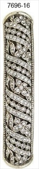 Edgar Berebi 7696/16: 3-1/2" cc Hampton Cabinet Pull - Swarovski Crystal/Burnished Silver Plate