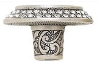 Edgar Berebi 7741ms: 1-9/16 Rookwood Cabinet Knob - Swarovski Crystal/Matte Sterling Silver