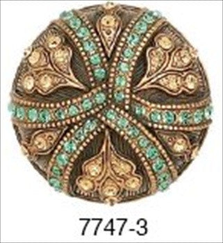 Edgar Berebi 7747/3: 1-1/2 Hampton Cabinet Knob - Swarovski Crystal/Museum Gold Plate