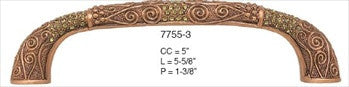 Edgar Berebi 7755/3: 5 cc Deco Cabinet Pull - Swarovski Crystal/Museum Gold Plate