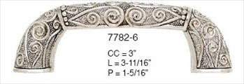 Edgar Berebi 7782/6: 3 cc Deco Cabinet Pull - Burnished Silver Plate