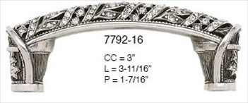 Edgar Berebi 7792/16: 3 cc Hampton Cabinet Pull - Swarovski Crystal/Burnished Silver Plate