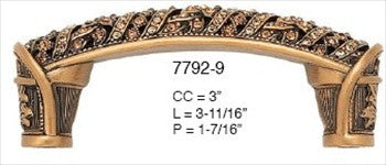 Edgar Berebi 7792/9: 3 cc Hampton Cabinet Pull - Swarovski Crystal/Museum Gold Plate