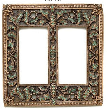 Edgar Berebi 7874/3: Double Rocker Switch Plate - Swarovski Crystal/Museum Gold Plate