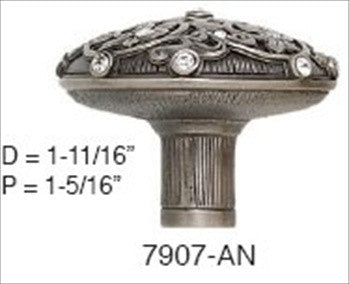 Edgar Berebi 7907an: 1-11/16 Cabinet Knob - Swarovski Crystal/Antique Nickel