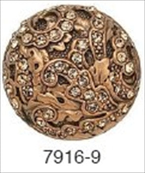 Edgar Berebi 7916/9: 1-1/4 Glendale Court Cabinet Knob - Swarovski Crystal/Museum Gold Plate
