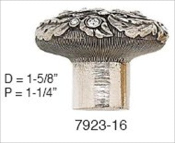 Edgar Berebi 7923/16: 1-5/8 Cabinet Knob - Swarovski Crystal/Burnished Silver Plate