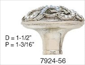 Edgar Berebi 7924/56: 1-1/2 Belmont Cabinet Knob - Swarovski Crystal/Burnished Silver Plate