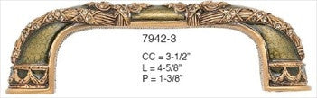 Edgar Berebi 7942/3: 3-1/2" cc Newport Cabinet Pull - Swarovski Crystal/Museum Gold Plate