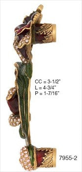 Edgar Berebi 7955/2: 3-1/2" cc Chartres Cabinet Pull - Swarovski Crystal/Museum Gold Plate