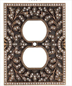 Edgar Berebi 7968/1: Single Duplex Switch Plate - Swarovski Crystal/Museum Gold Plate