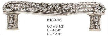Edgar Berebi 8139/16: 3-1/2" cc Trescott Cabinet Pull - Swarovski Crystal/Burnished Silver Plate