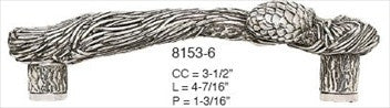 Edgar Berebi 8153/6: 3-1/2" cc Arts & Crafts Pinecone Cabinet Pull - Burnished Silver Plate