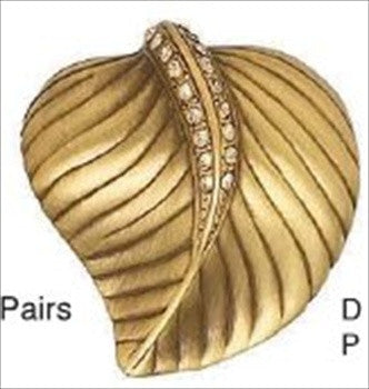 Edgar Berebi 8182/1x: 1-9/16 Chandler Leaf Cabinet Knob (pair) - Swarovski Crystal/Museum Gold Plate